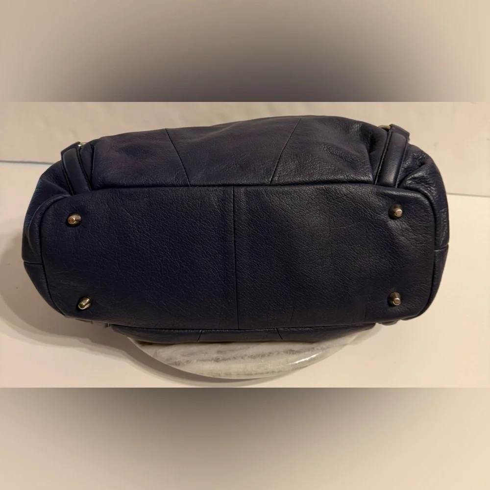 Barr & Barr New York Hobo Blue Shoulder Bag Leather Silver Hardware